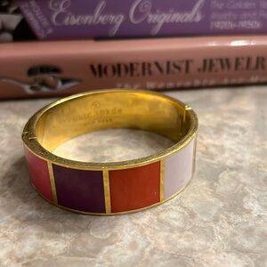 Kate Spade enamel bangle bracelet fancy meeting meeting you here goldtone pink